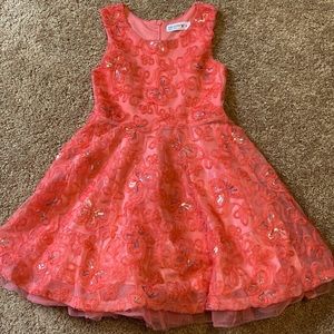 Knitworks little girl party dress. Size 5 pink with silver butterflies.